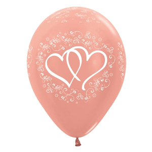 Ballon Verstrengelde harten Rosé Goud Metallic (1st)